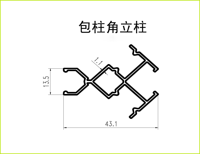 辦公隔墻鋁材_包柱角立柱截面圖